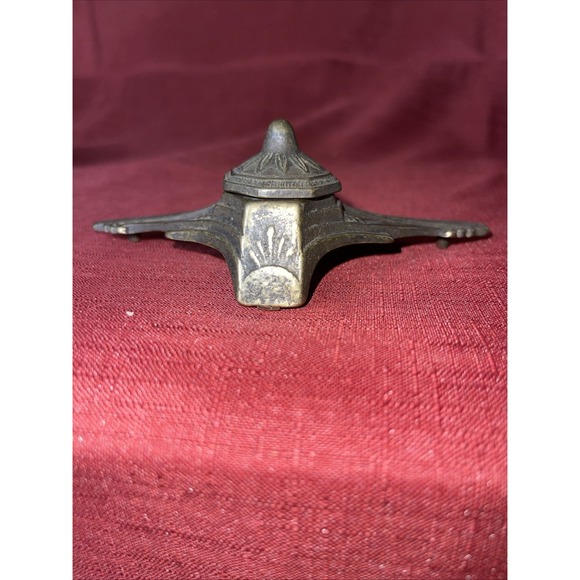 Antique Brass Inkwell Desk Set with Letter Opener | Victorian Style | - Picture 6 of 7